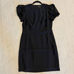Ann Taylor Black Mini Dress with Puff Sleeves